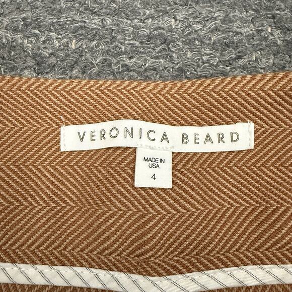 Veronica Beard Cormac Stripe Cropped Trouser Pants Women 4 Tweed Herringbone - Picture 7 of 12